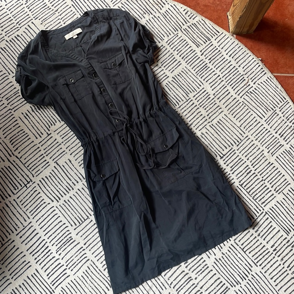 Knee length soft button up short sleeve dress